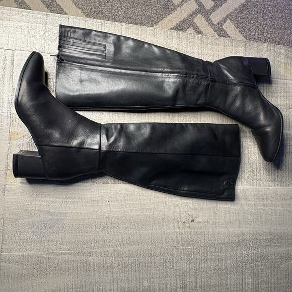 Calvin Klein Freeda Knee High Black Leather Boots 7.5 M - Picture 5 of 8